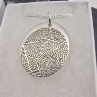 Engraved Fingerprint Oval Necklace