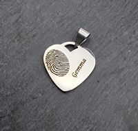 Engraved heart fingerprint necklace