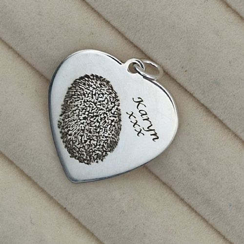 Engraved Fingerprint Heart Necklace