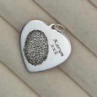 Engraved Fingerprint Heart Necklace