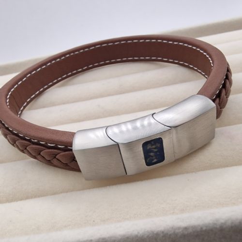 Premium Leather bracelet with rectangle ashes clasp