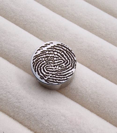 Engraved Fingerprint heart or circle bead (fits pandora)