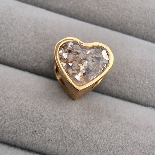 Ashes in Resin heart bead (fits pandora)  Gold Steel