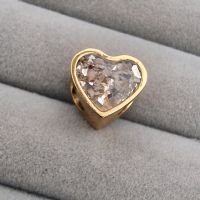 Ashes in Resin heart bead (fits pandora)  Gold Steel