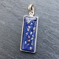 Silver rectangle memory pendant with ashes
