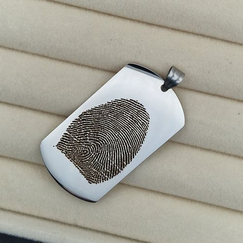 Engraved fingerprint dog tag