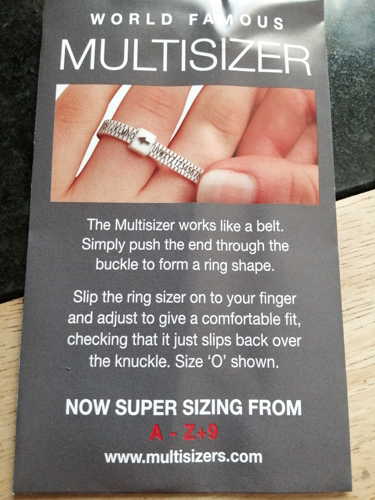 Finger sizer for UK ring sizes