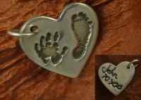 Double sided handwriting and hand or footprint Charm